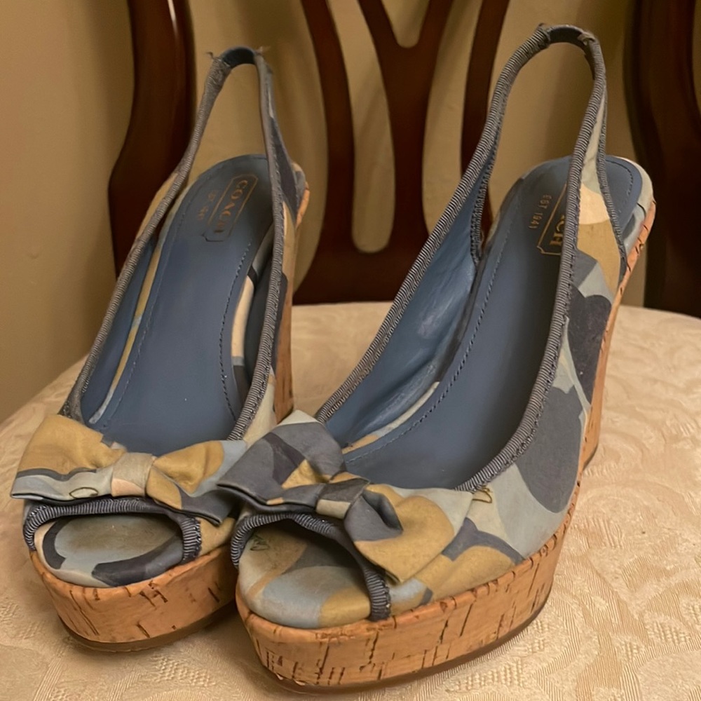 Women's Coach Shoes Coach Gywnnie Wedge Leather Sandals